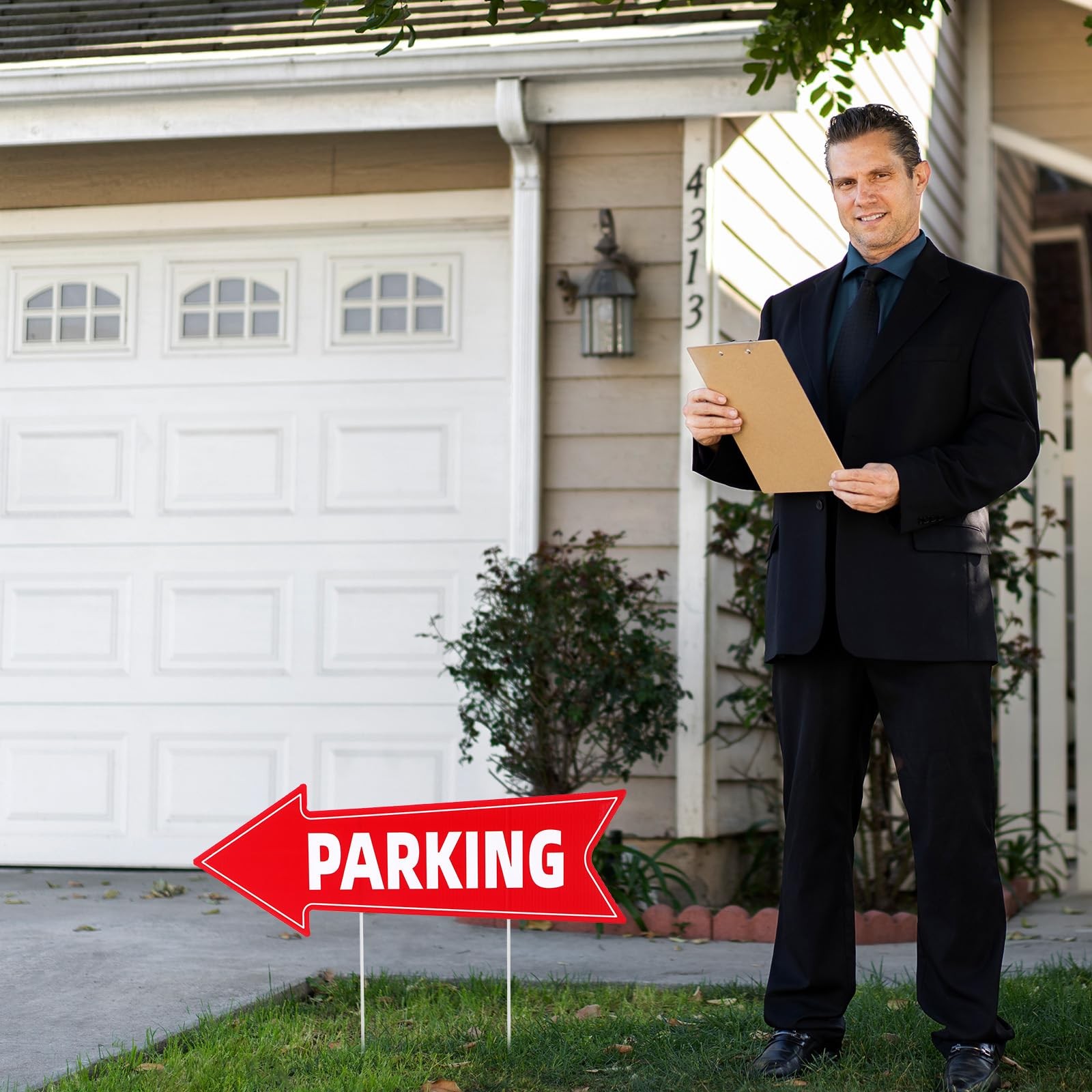 8 PCS Parking Sign With Stake 17×6 Inch Directional Arrow Double Sided Event