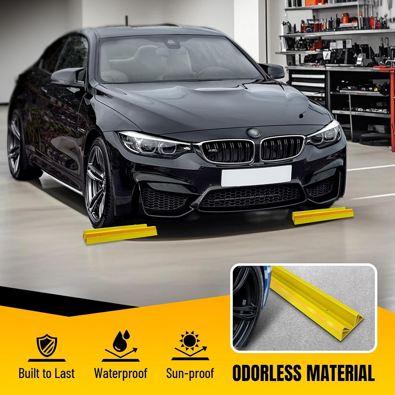 2 Pcs 18” Parking Car Wheel Stopper for 2pc-17.5'' Yellow, Yellow