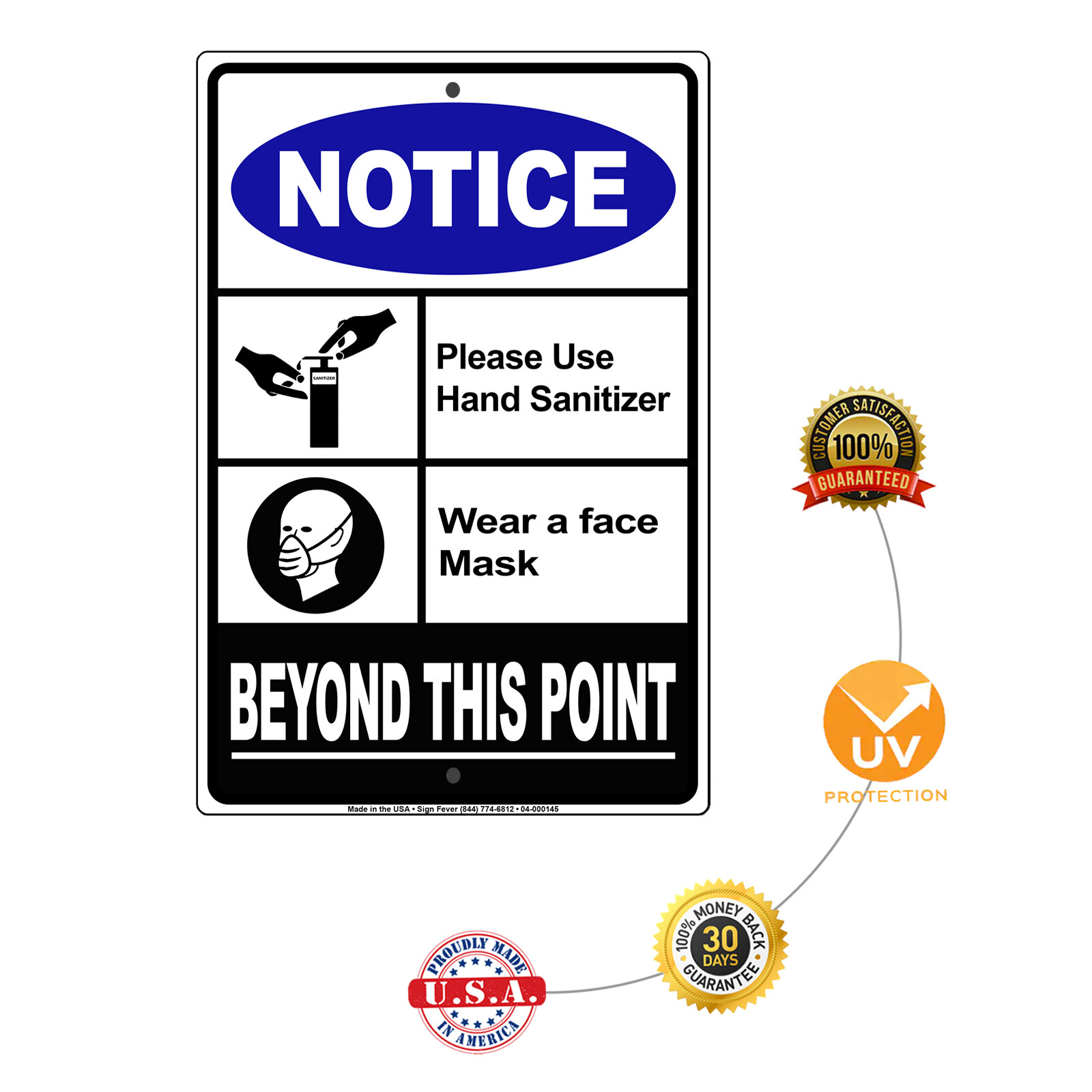Notice Beyond This Point For Your Safety Door Or Window Aluminum Metal Sign