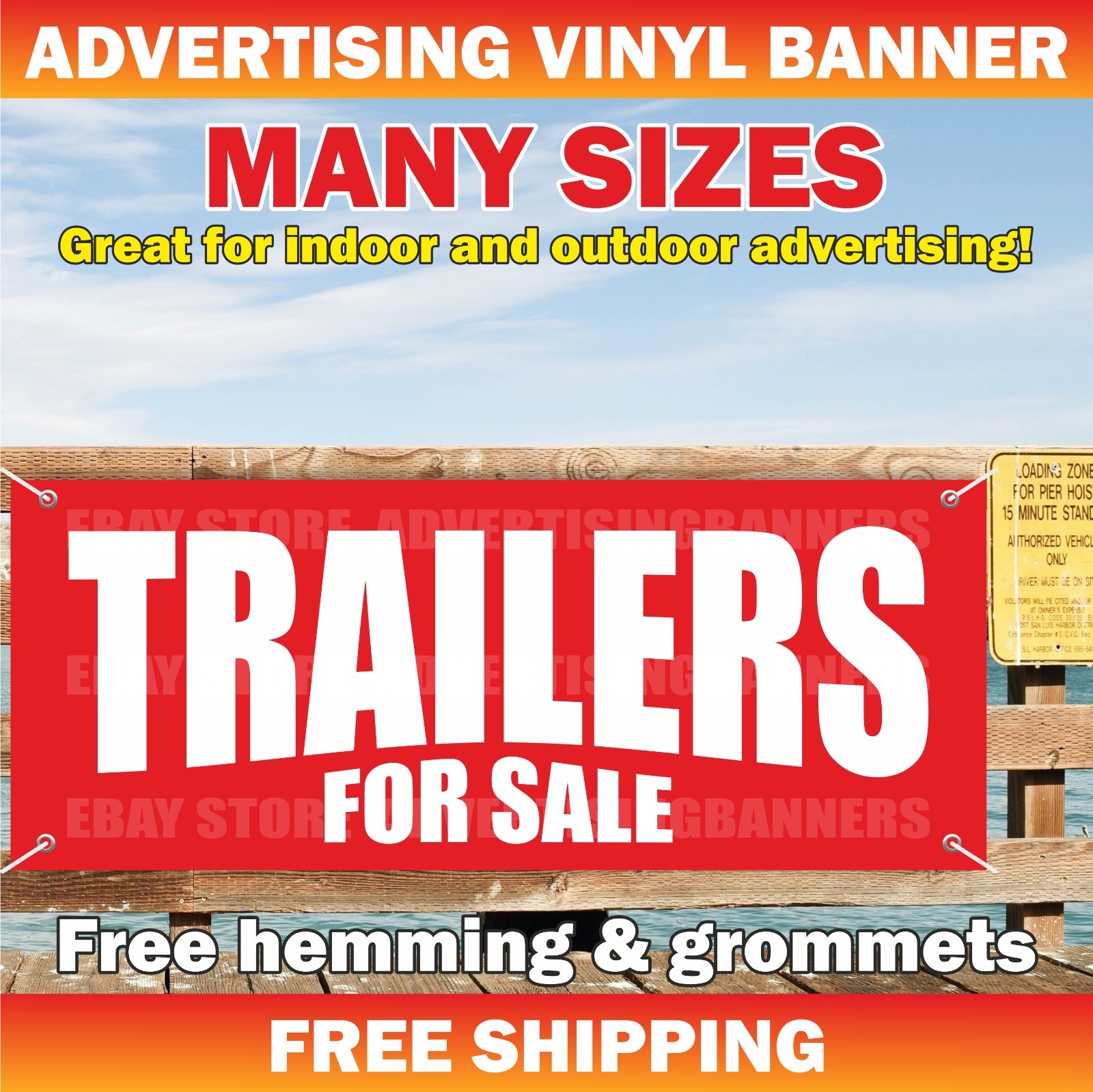 TRAILERS FOR SALE Advertising Banner Vinyl Mesh Sign auto car dealer garage shop