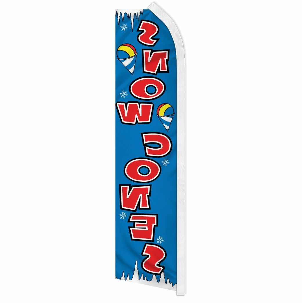 “SNOW CONES” advertising super flag swooper banner business shaved ice slushies