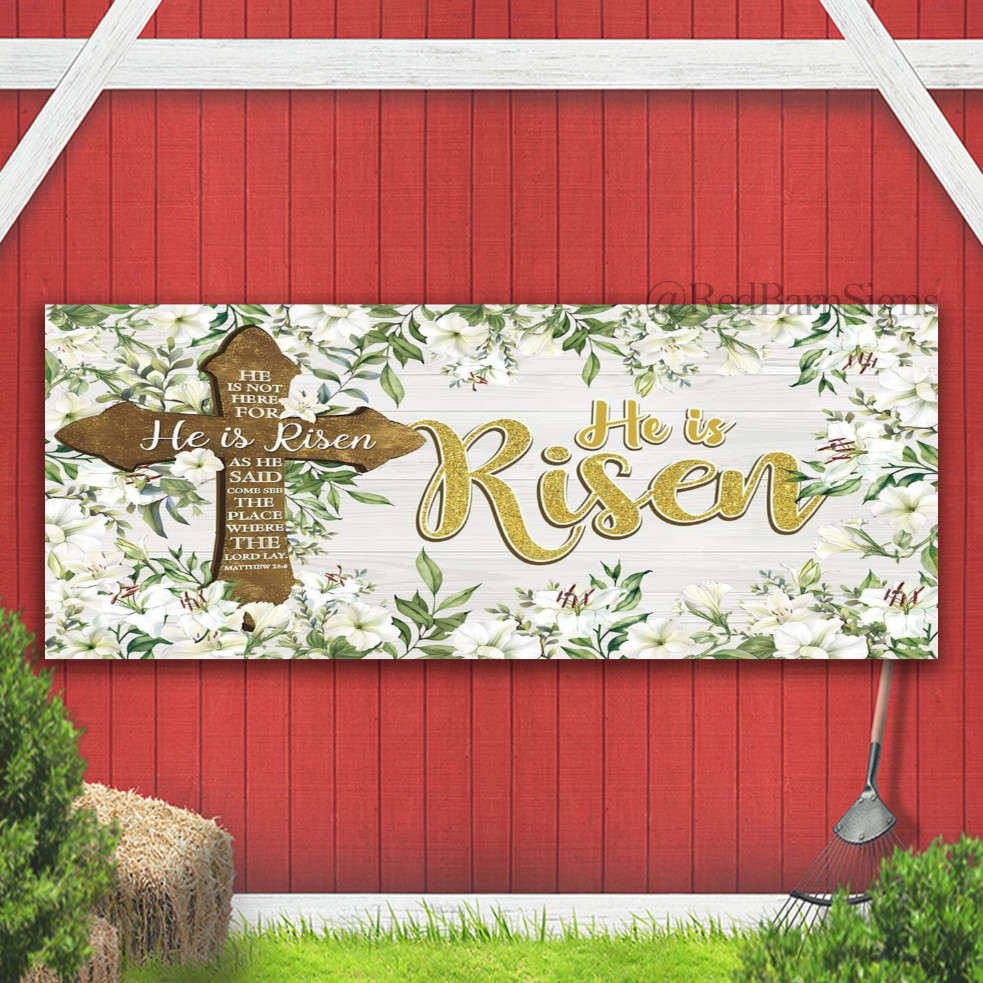 Happy Easter Day Easter Sunday 021 One-Sided Banner Sign with Grommets