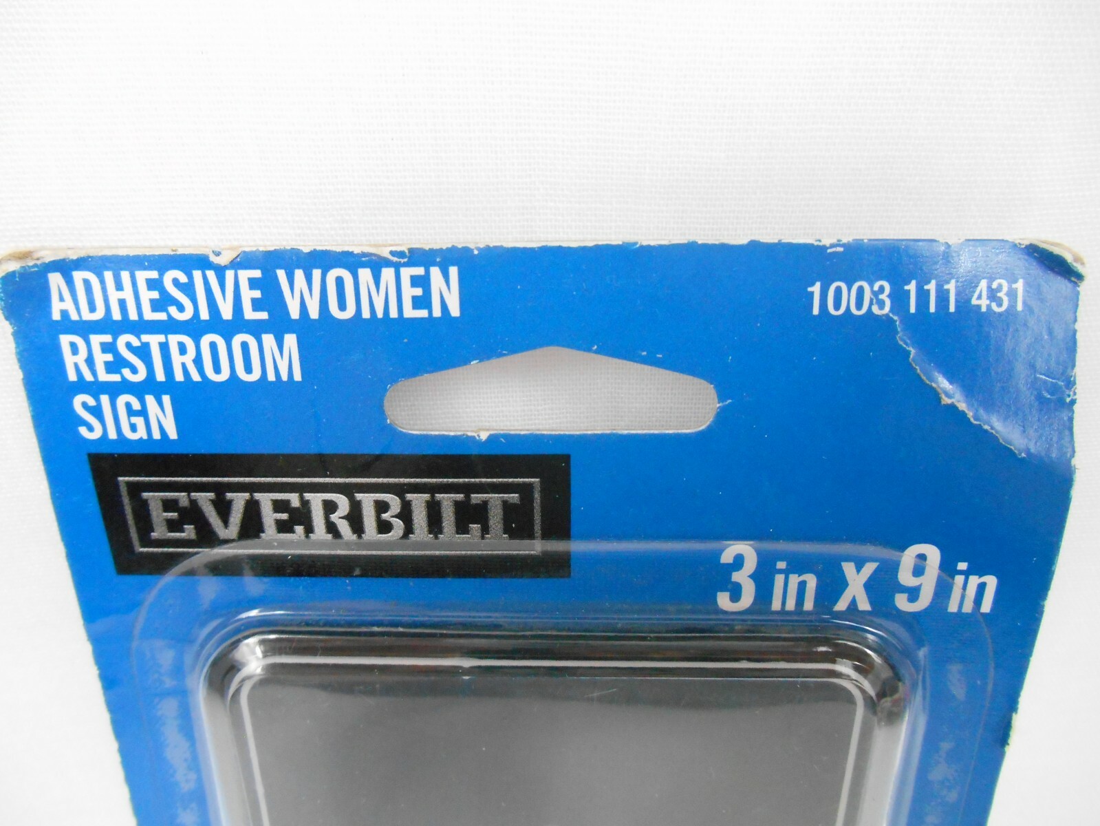 Everbilt “WOMEN” RESTROOM SIGN 3″ x 9″ Self-Adhesive Mounting BLACK & WHITE Door