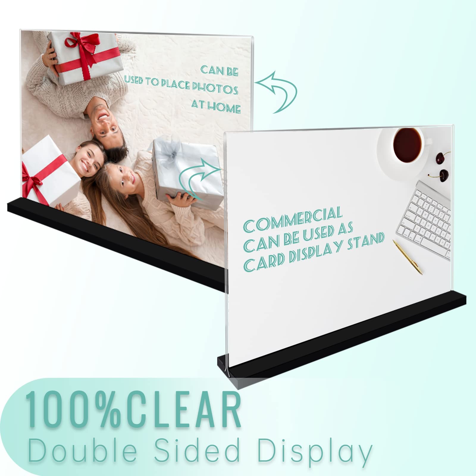 Acrylic Sign Holder 8.5 x 11 Plastic Holder, 2 Pack, T Shape Clear clear