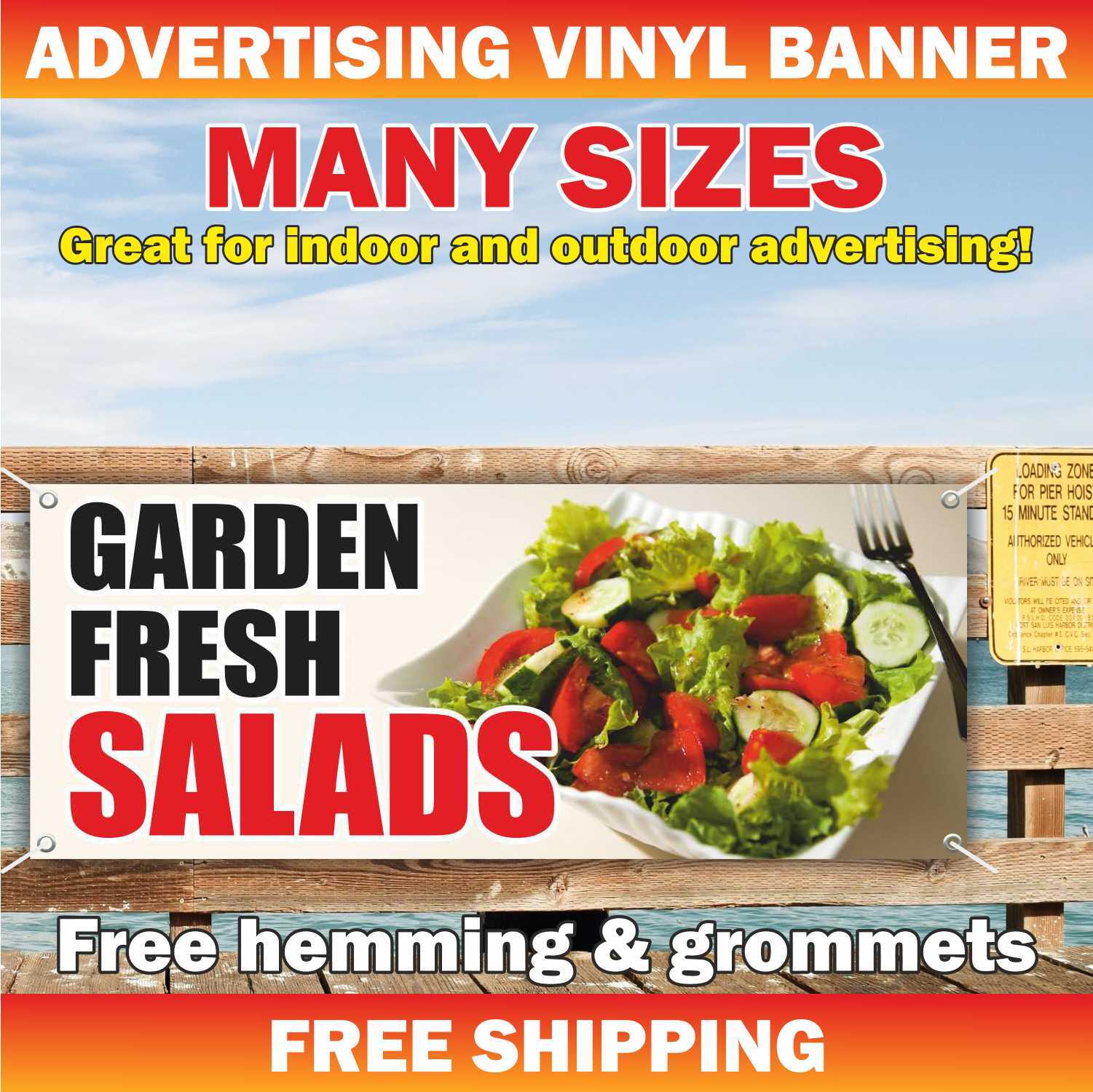 GARDEN FRESH SALADS Advertising Banner Vinyl Mesh Sign Organic Food Farm Healthy