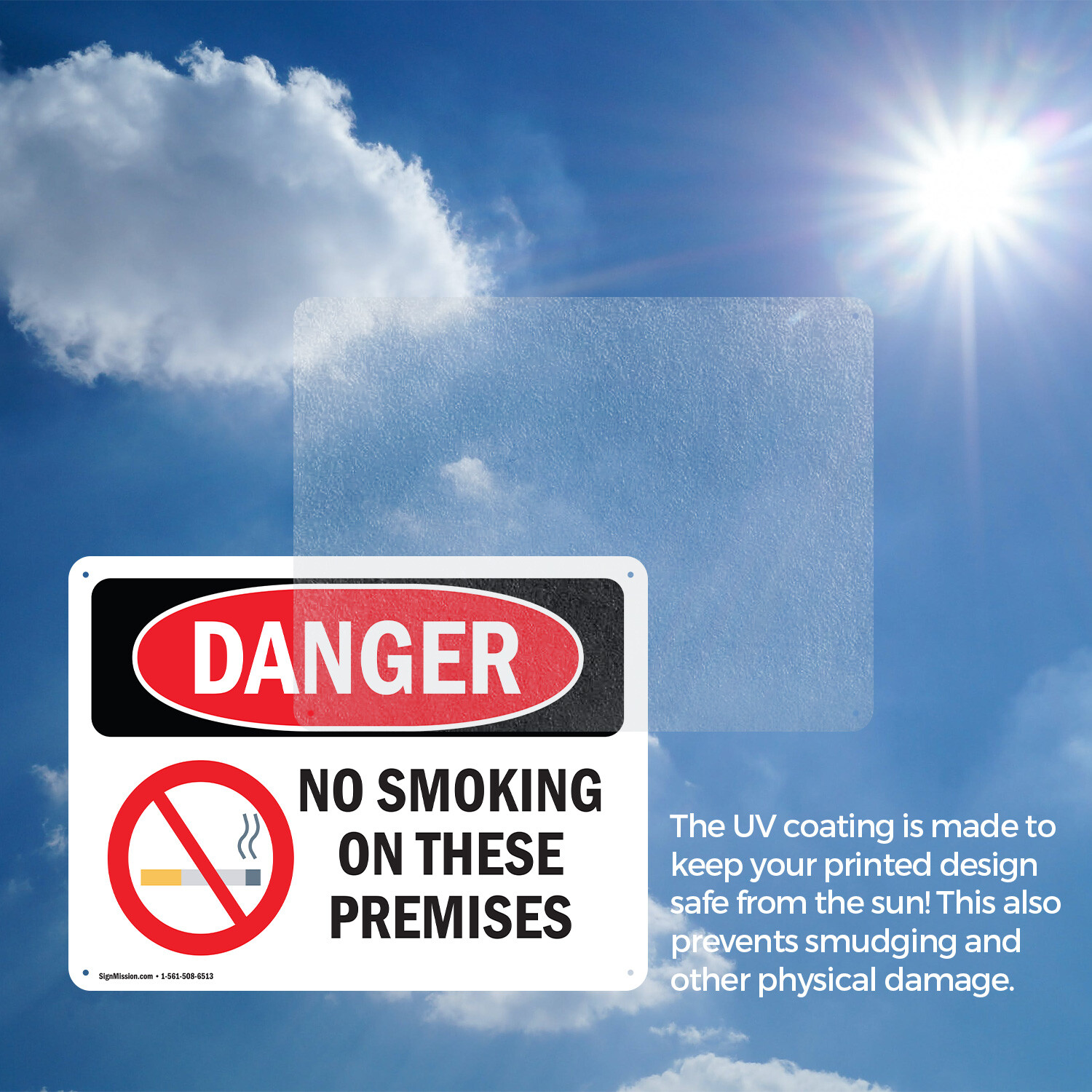 (2 Pack) No Smoking On These Premises OSHA Danger Sign Decal Metal Plastic