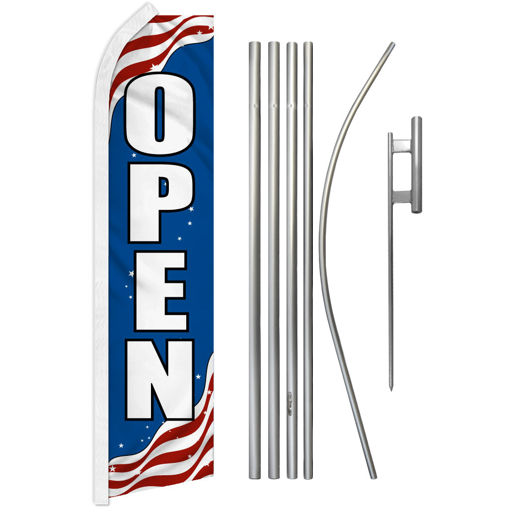 Open Swooper Flutter Feather Advertising Flag Kit Open Sign We’re Open Patriotic