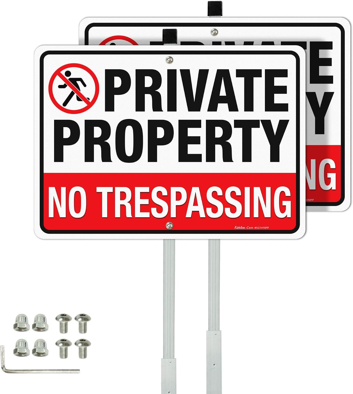 No Trespassing Sign Private Property 14×10 Rustproof Aluminum 36 Inch Stake 2
