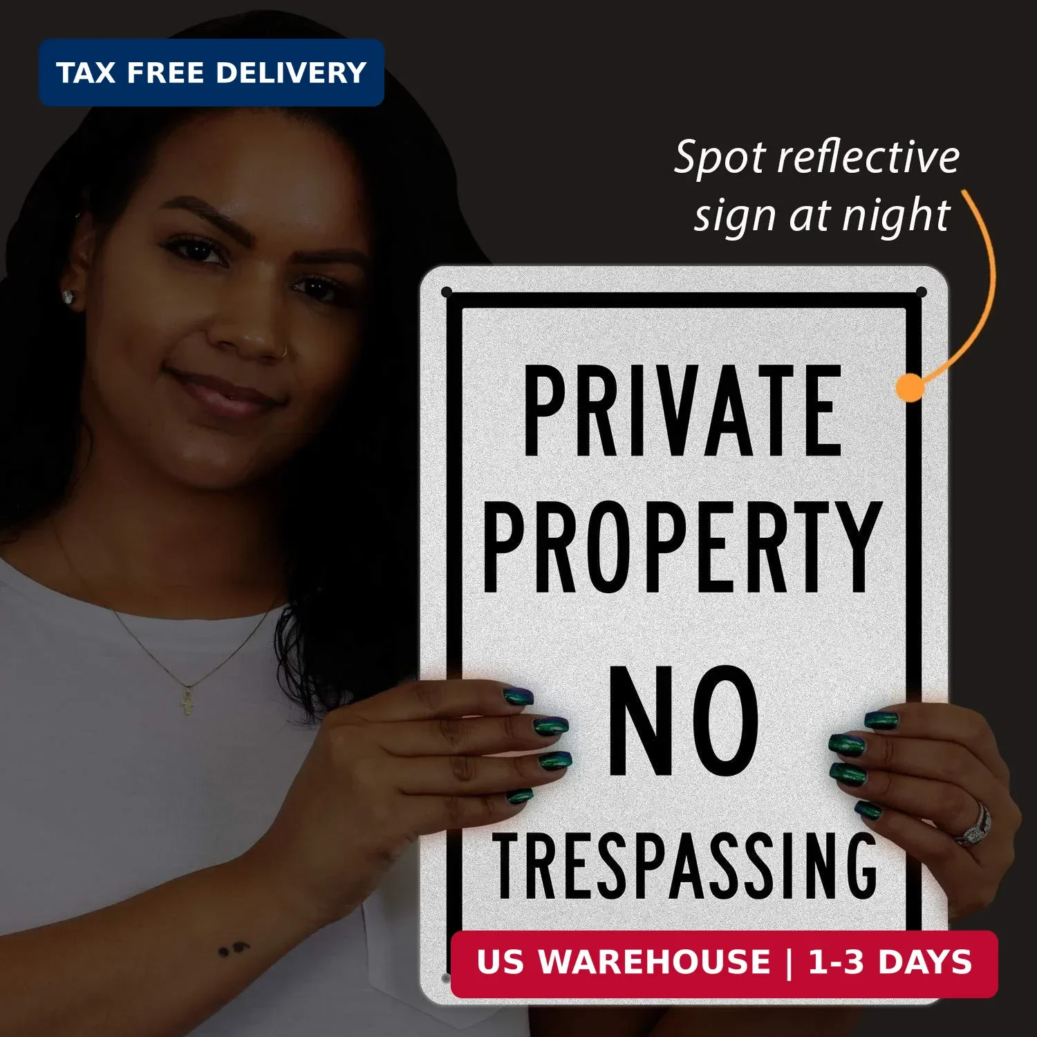 “Private Property – No Trespassing” Sign | 10″ x 14″ Engineer Grade Re