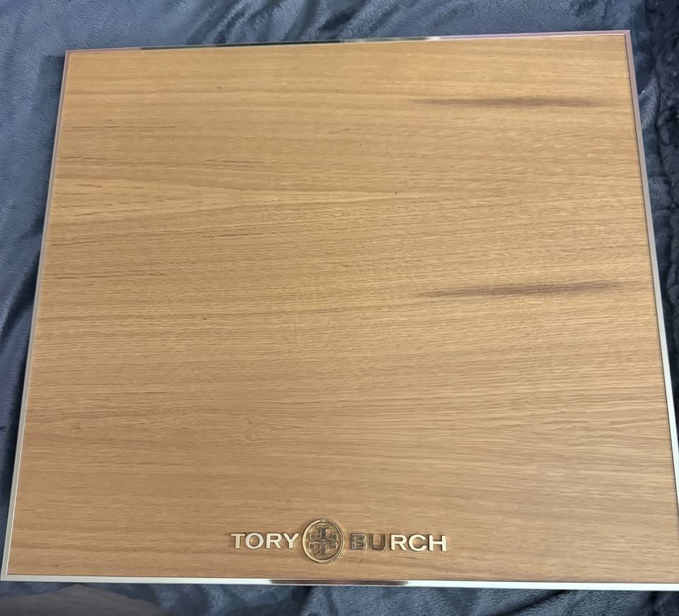 Authentic TORY BURCH Store Display Sign Eyeware stand RARE gold wood made Italy