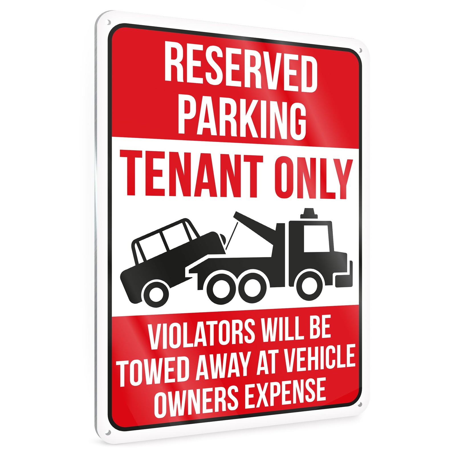 10×14 Inch Reflective Aluminum Tenant Reserved Parking Sign Will Be Towed