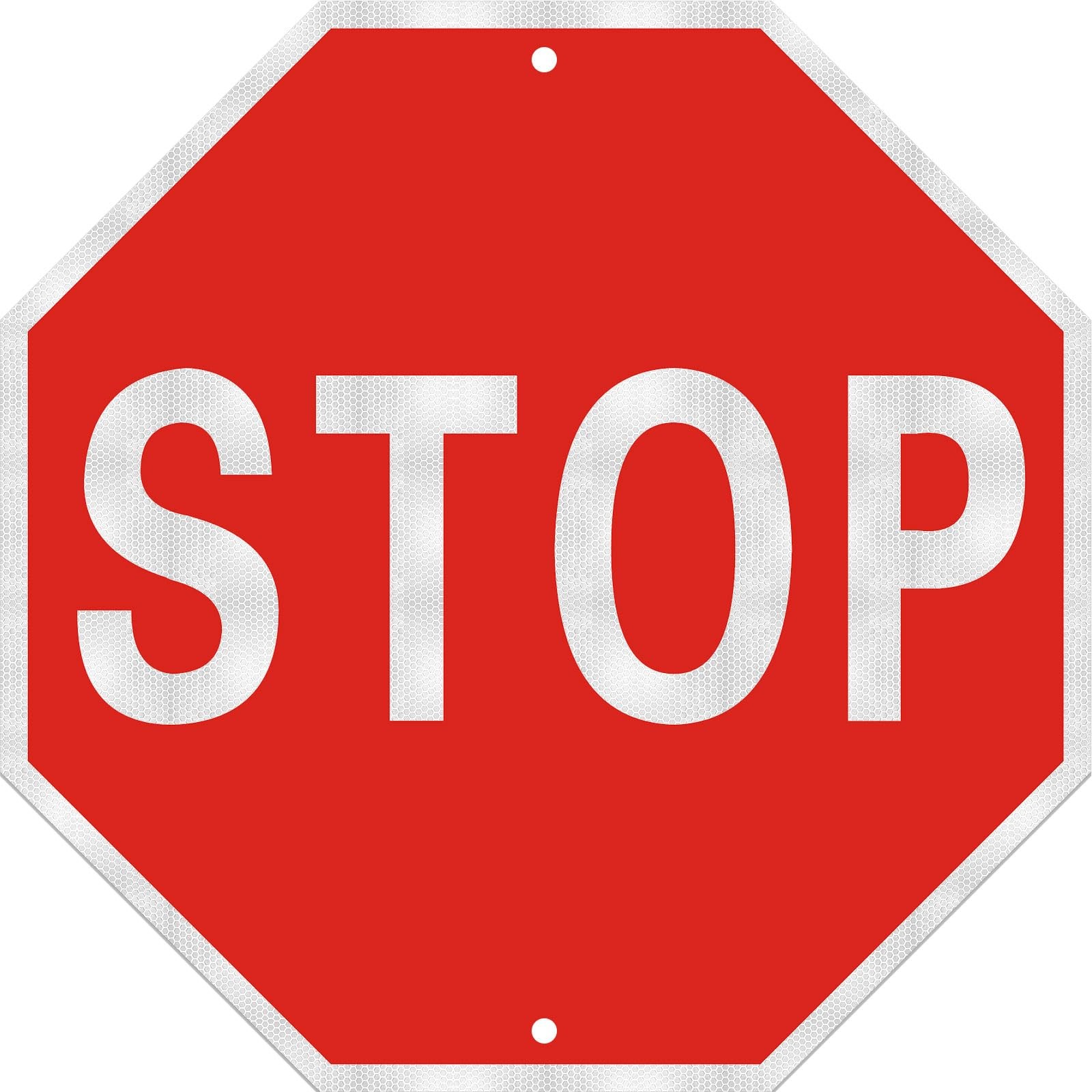 Stop sign, 12 x 12 inch octagonal high strength aluminum reflective panel, wa…