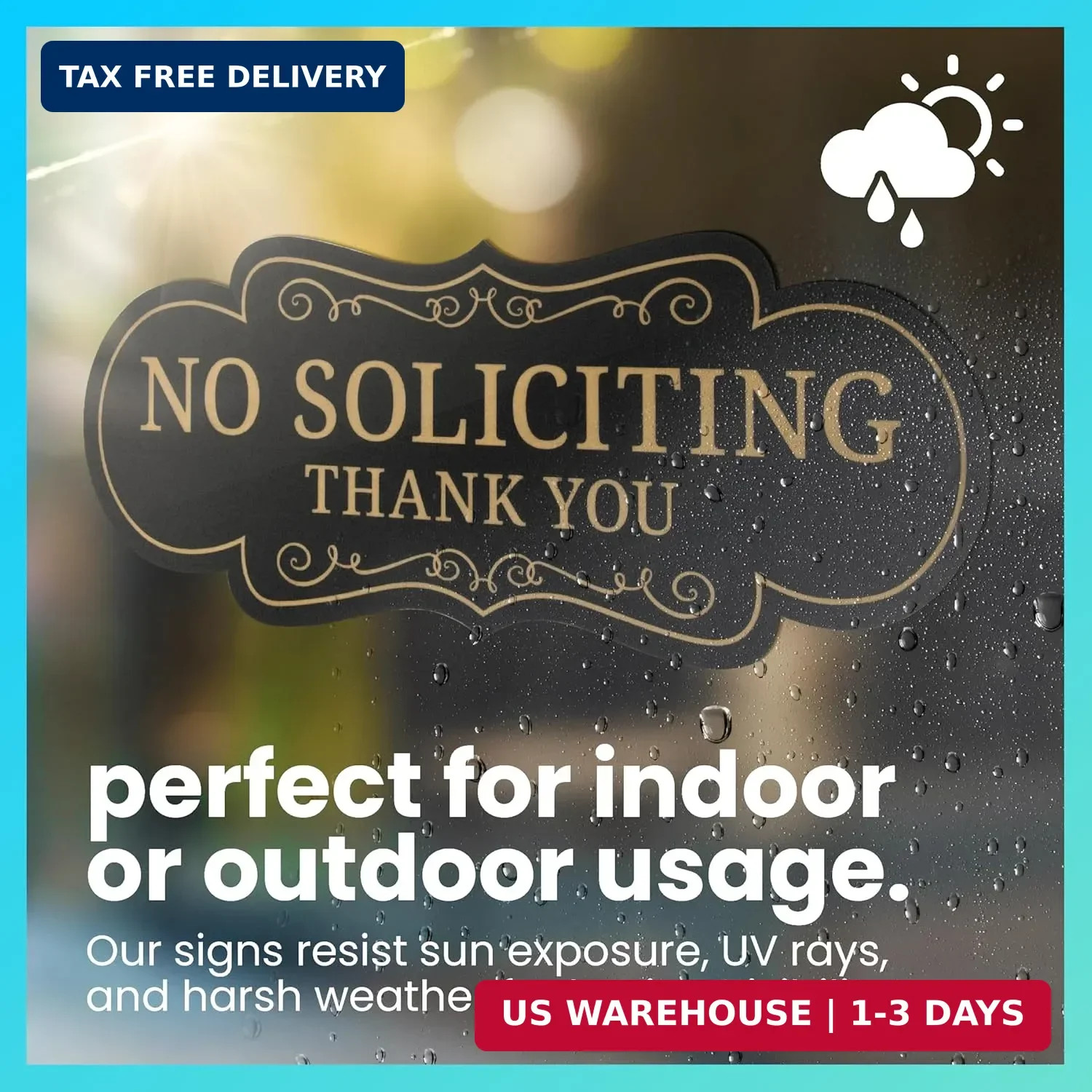 ExcelMark Premium No Soliciting Sign for House – Made in the USA (Small – 2″x 5″
