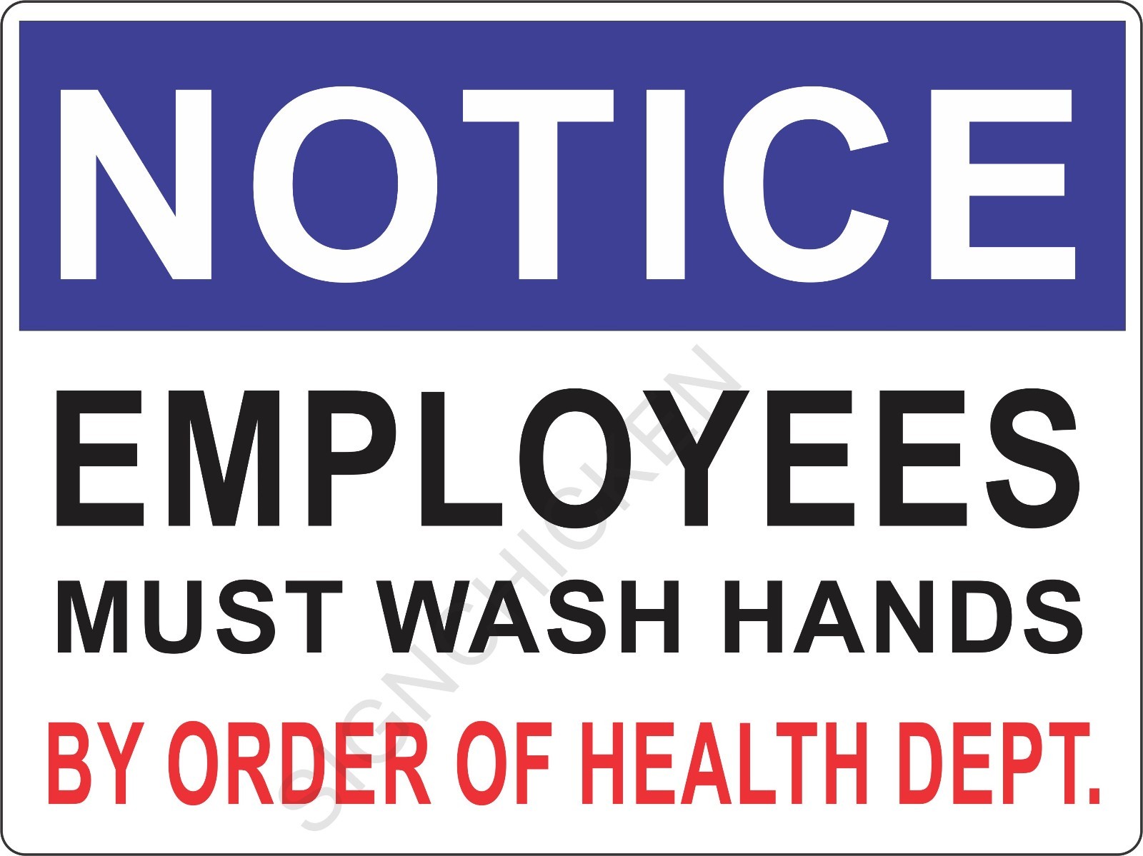 9″ x 12″ Employee Must Wash Hands Sign ALUMINUM – restaurant, kitchen signs,