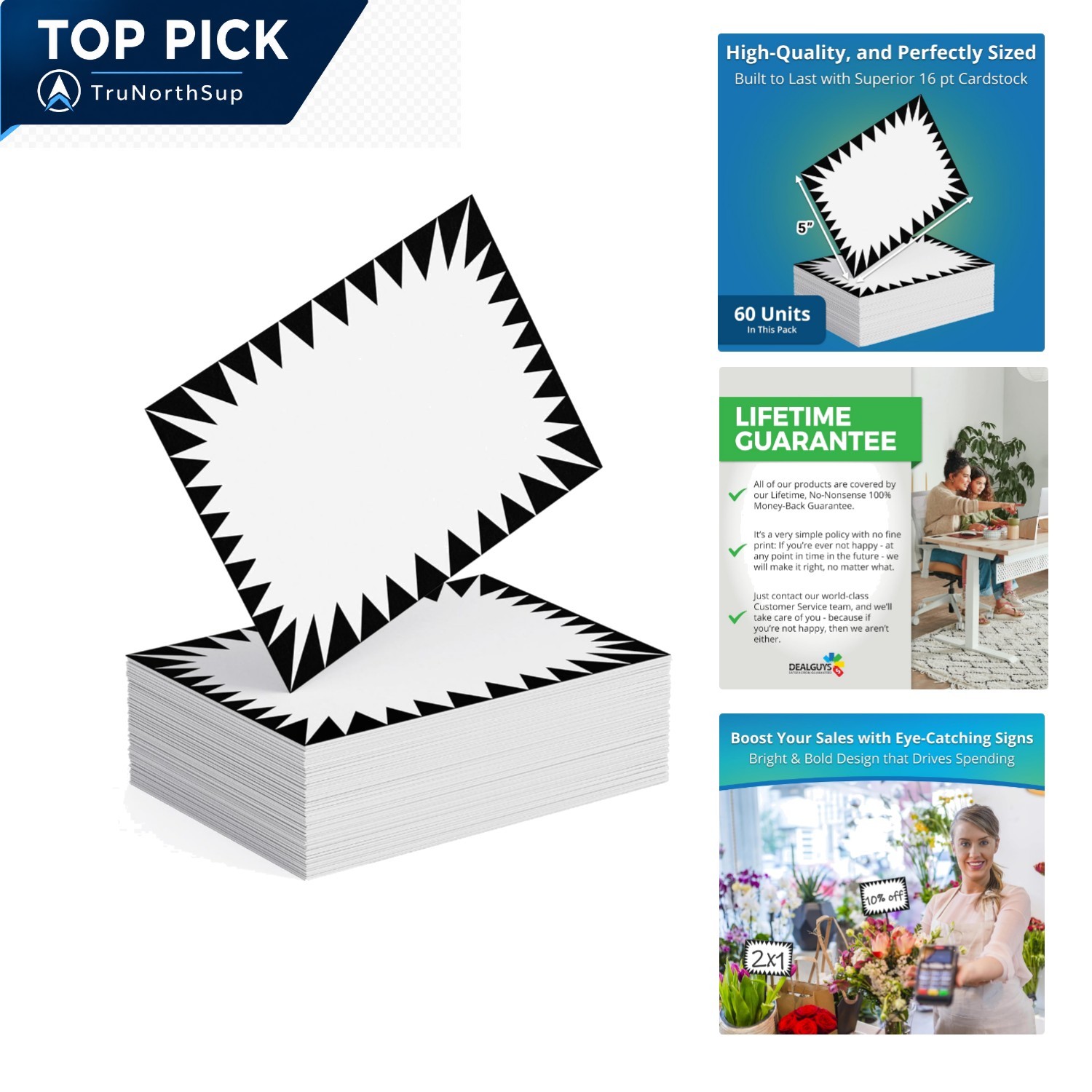 60 Pack White Sign Price Bursts 4×6 Inches Signage for Sales Promotions Store…