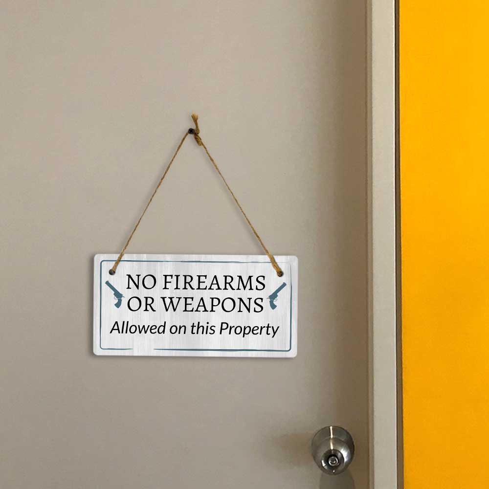Security & Surveillance | Rustic White Wood 5 x 10″ Hanging Signs