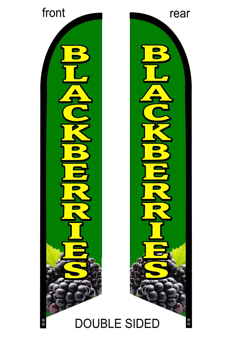BLACKBERRIES DOUBLE SIDED PREMIUM QUALITY Feather Swooper Flutter Flag banner