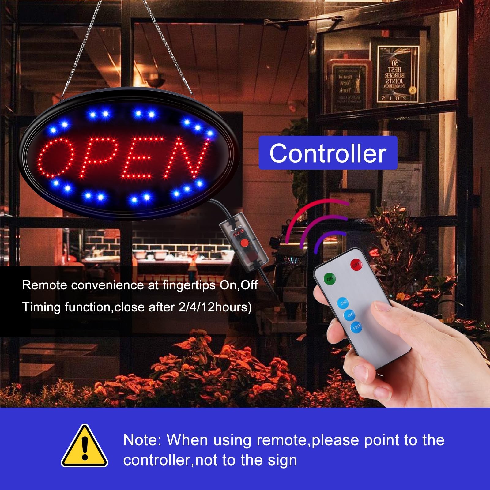 LED Open Sign, Large 23×14 inch Business Open Sign with Remote Electric Displ…