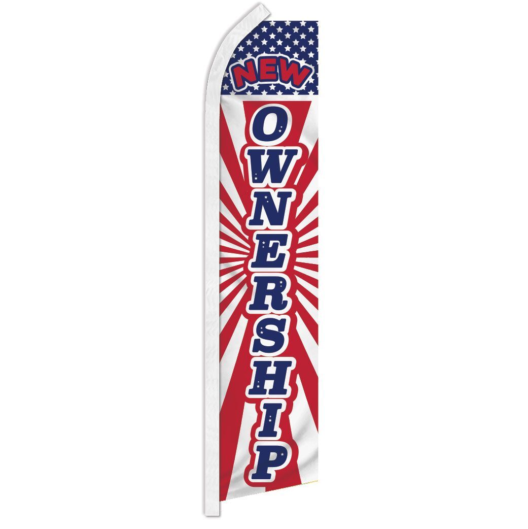 “NEW OWNERSHIP” advertising super flag swooper banner business sign welcome open