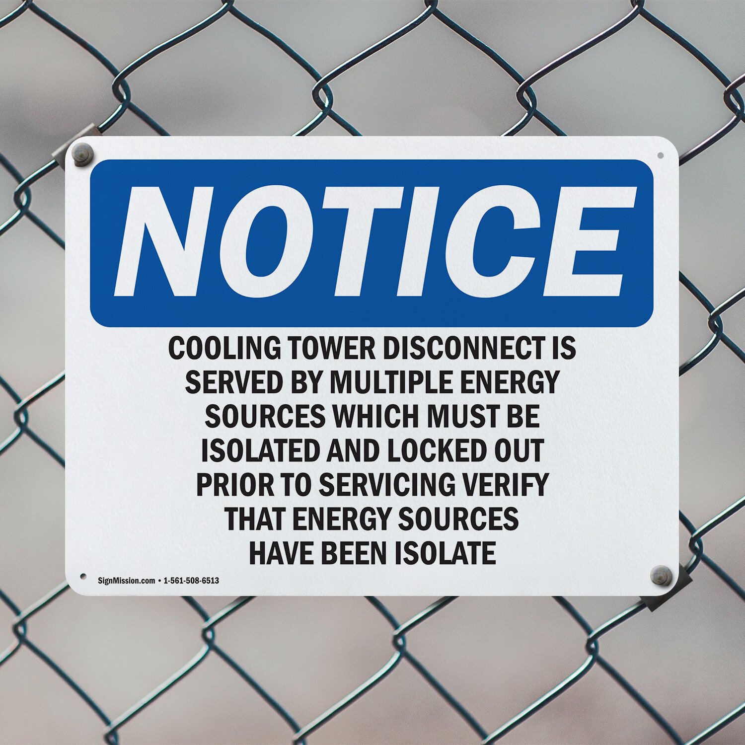 (2 Pack) Cooling Tower Disconnect Is Served By Multiple OSHA Notice Sign Decal