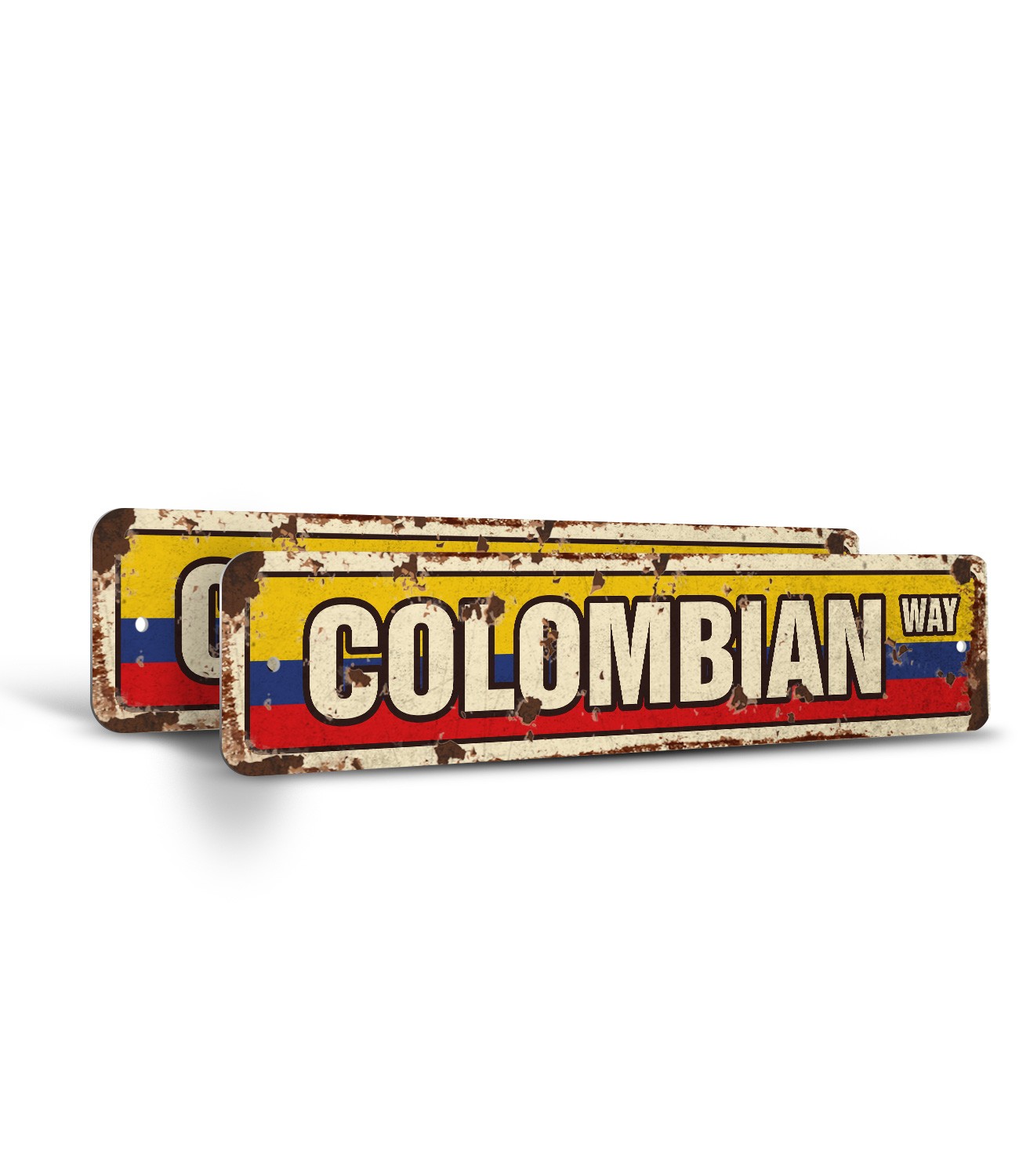COLUMBIAN FLAG Vintage Style Street Sign columbia national nation pride country