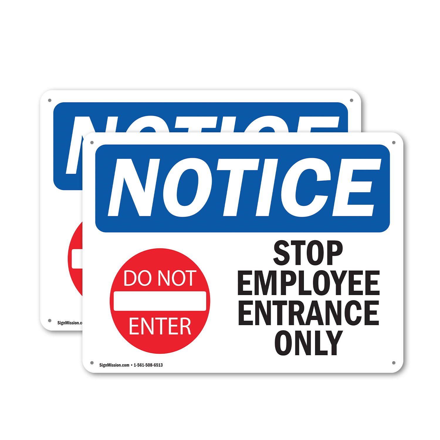 (2 Pack) Stop Employee Entrance Only OSHA Notice Sign Decal Metal Plastic