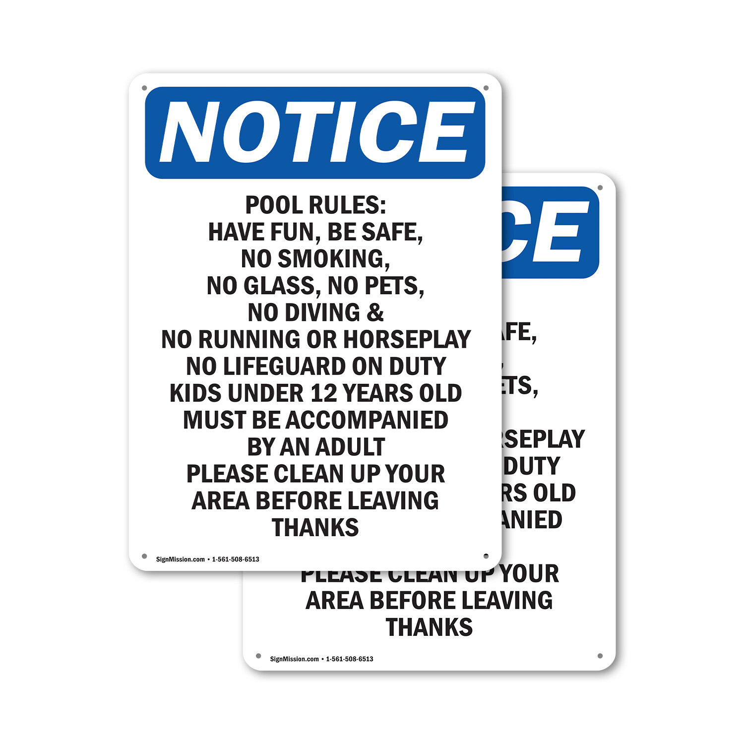 (2 Pack) Pool Rules Have Fun Be Safe OSHA Notice Sign Decal Metal Plastic