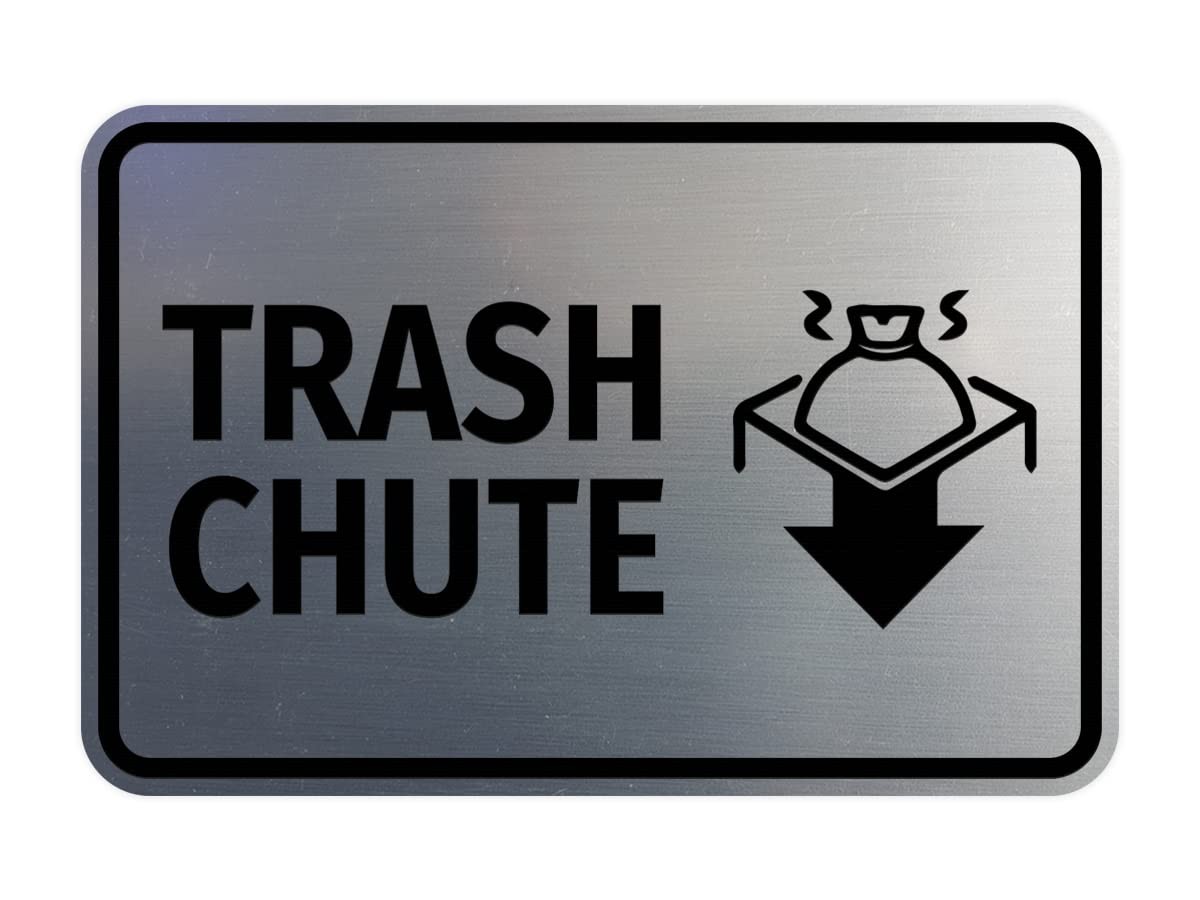 Classic Framed Trash Chute Sign Black Medium Facility Signage