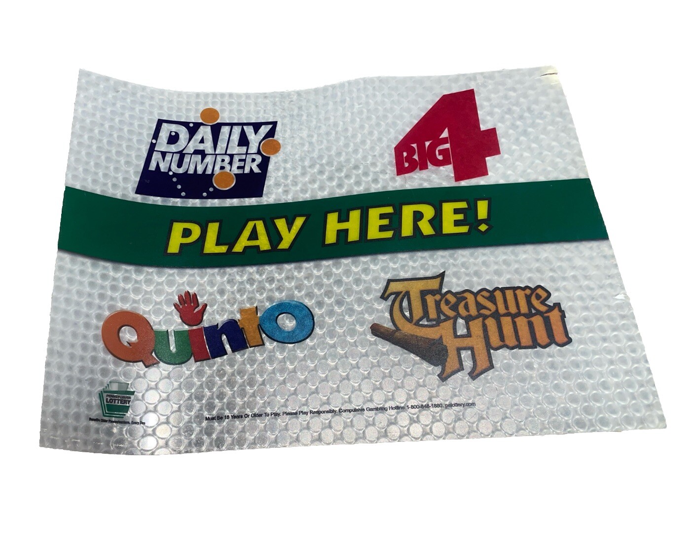 PENNSYLVANIA LOTTERY 3-D Rollup Sign 18×24