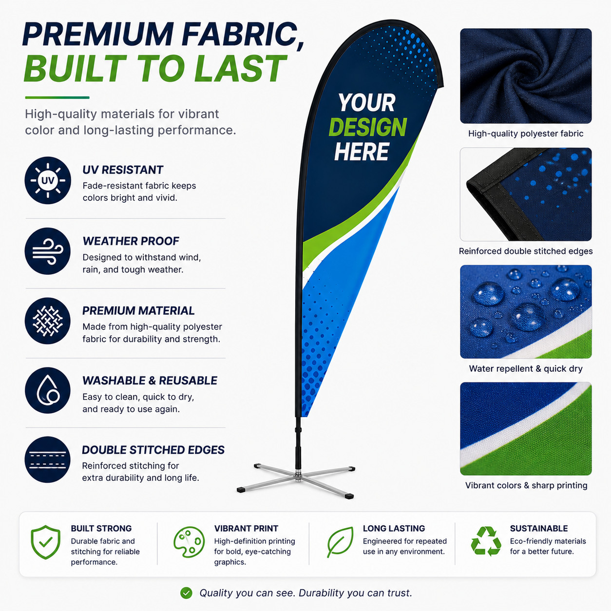 Custom Teardrop Flag Banner Printing | Full Color Single & Double Sided