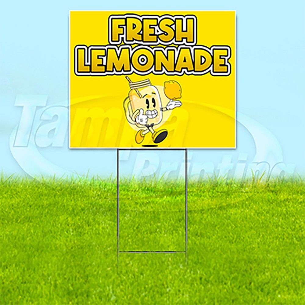 FRESH LEMONADE 18×24 Yard Sign Drinks Plastic Corrugated WITH STAKE USA YS00228