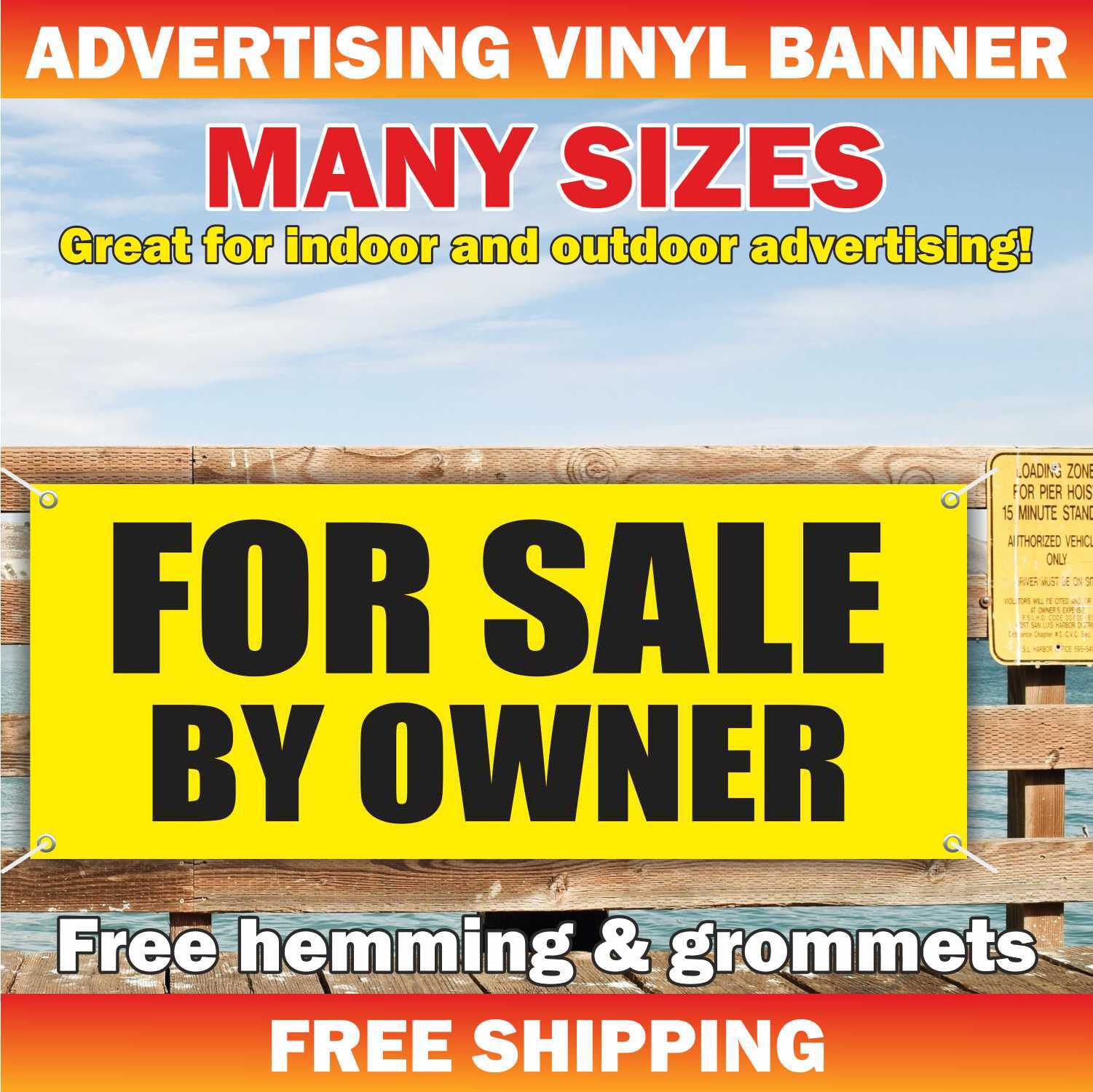 FOR SALE BY OWNER Advertising Banner Vinyl Mesh Sign Rental Rent Lease Realtor