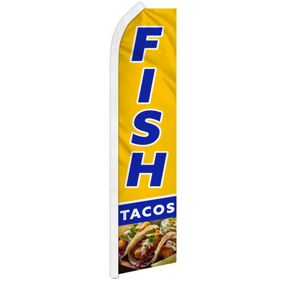 Fish Tacos Swooper Flutter Feather Advertising Seafood Restaurant Banner Flag