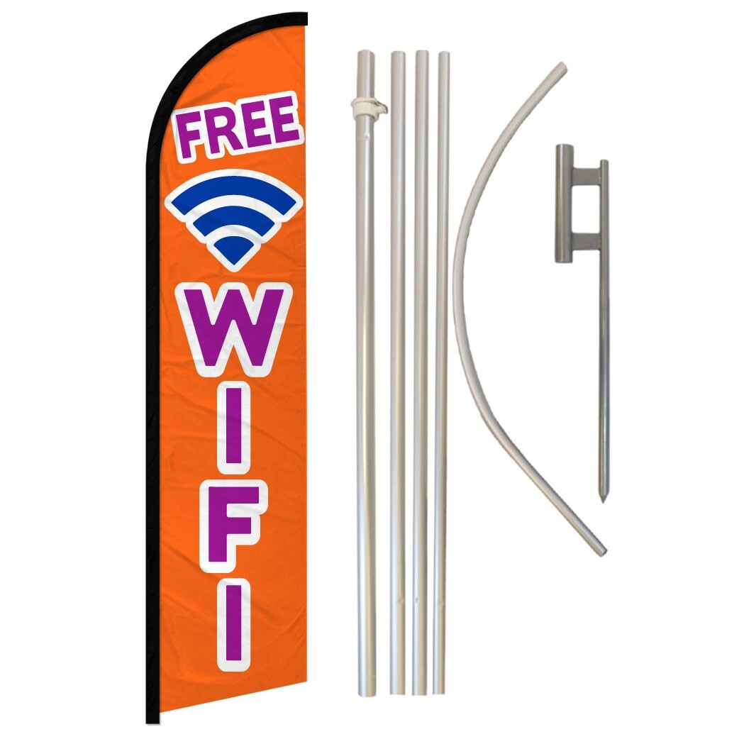Free Wifi Windless Banner Swooper Advertising Flag Kit Free Internet Wifi Here