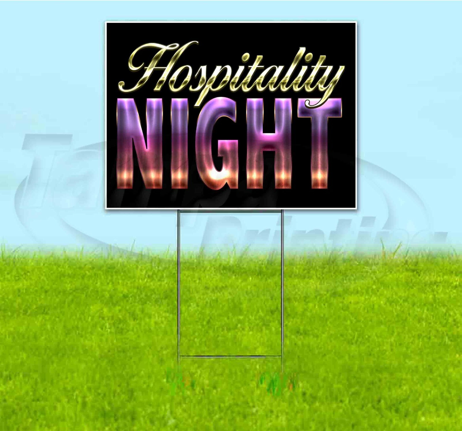 HOSPITALITY NIGHT 18×24 Yard Sign WITH STAKE Corrugated Bandit USA BUSINESS CLUB