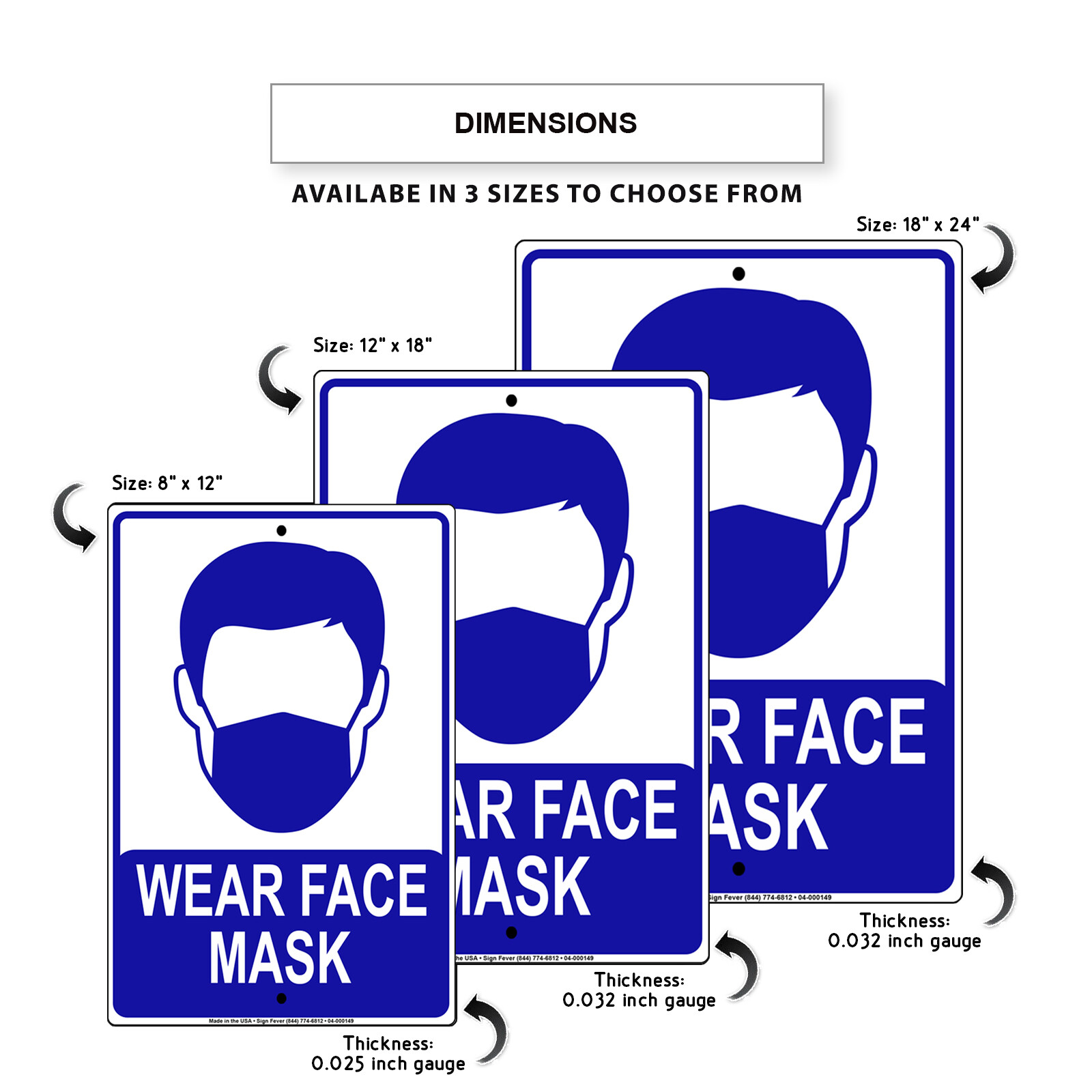 Wear Face Mask For Your Safety Door Or Window Novelty Aluminum Metal Sign