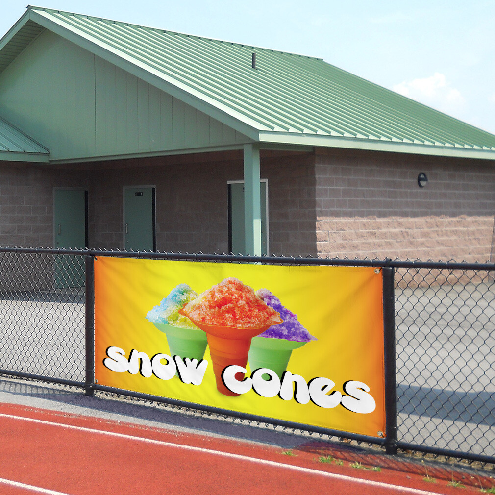 Vinyl Banner Multiple Sizes Snow Cones Outdoor Advertising Printing A Outdoor
