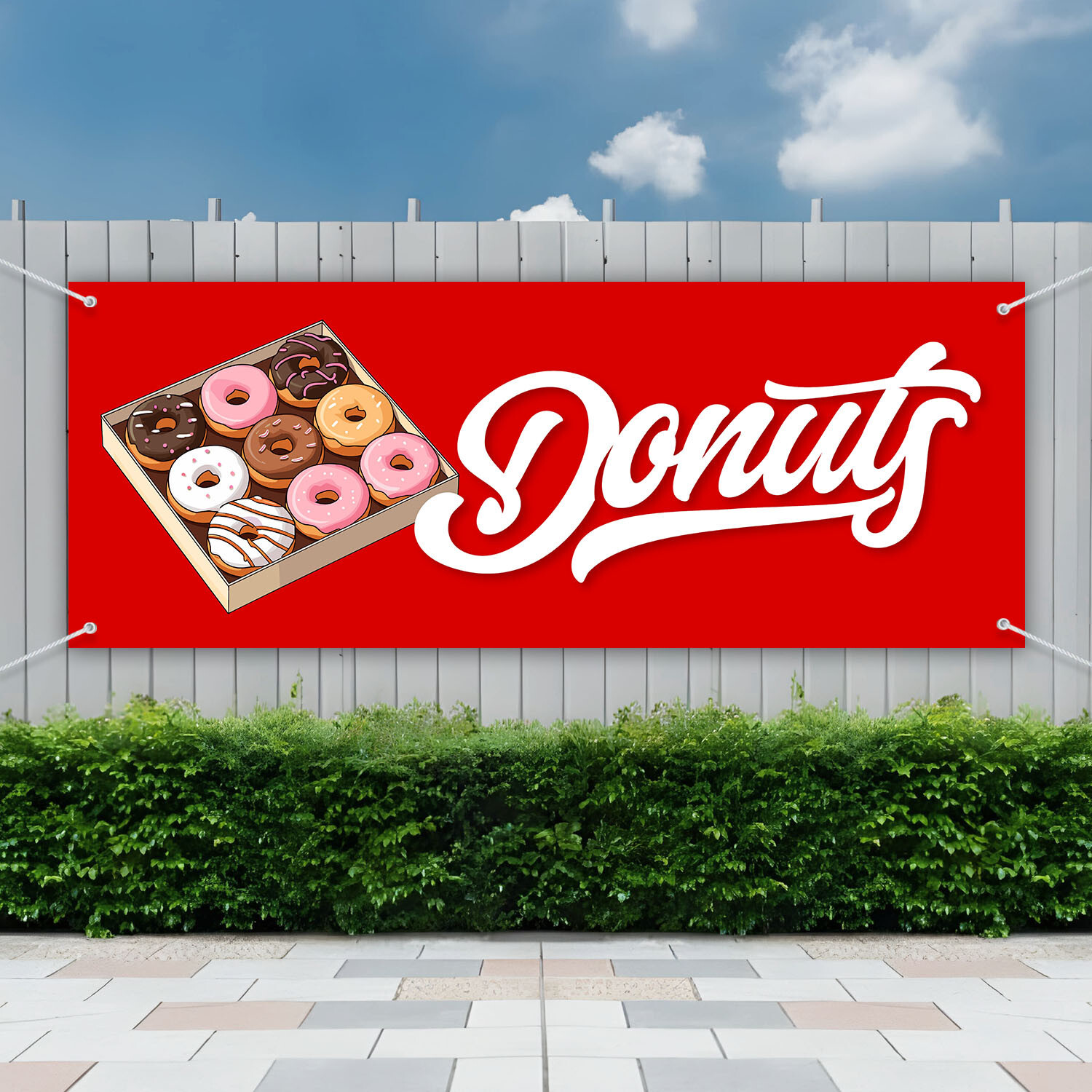 DONUTS BANNER (Ready Design) Long Lasting Under Sun and Rain | 440gsm