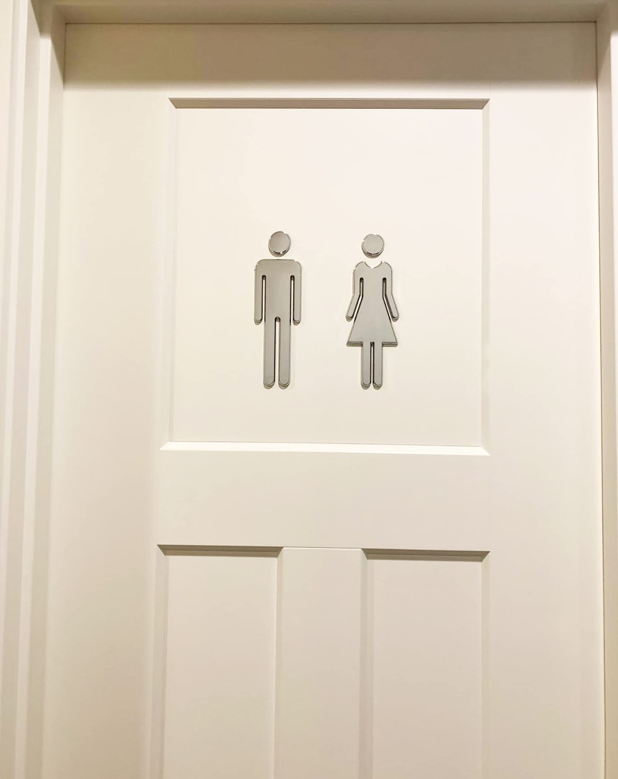 Acrylic Adhesive Backed Men’s and Women’s Bathroom Sign 7.8″ Silver