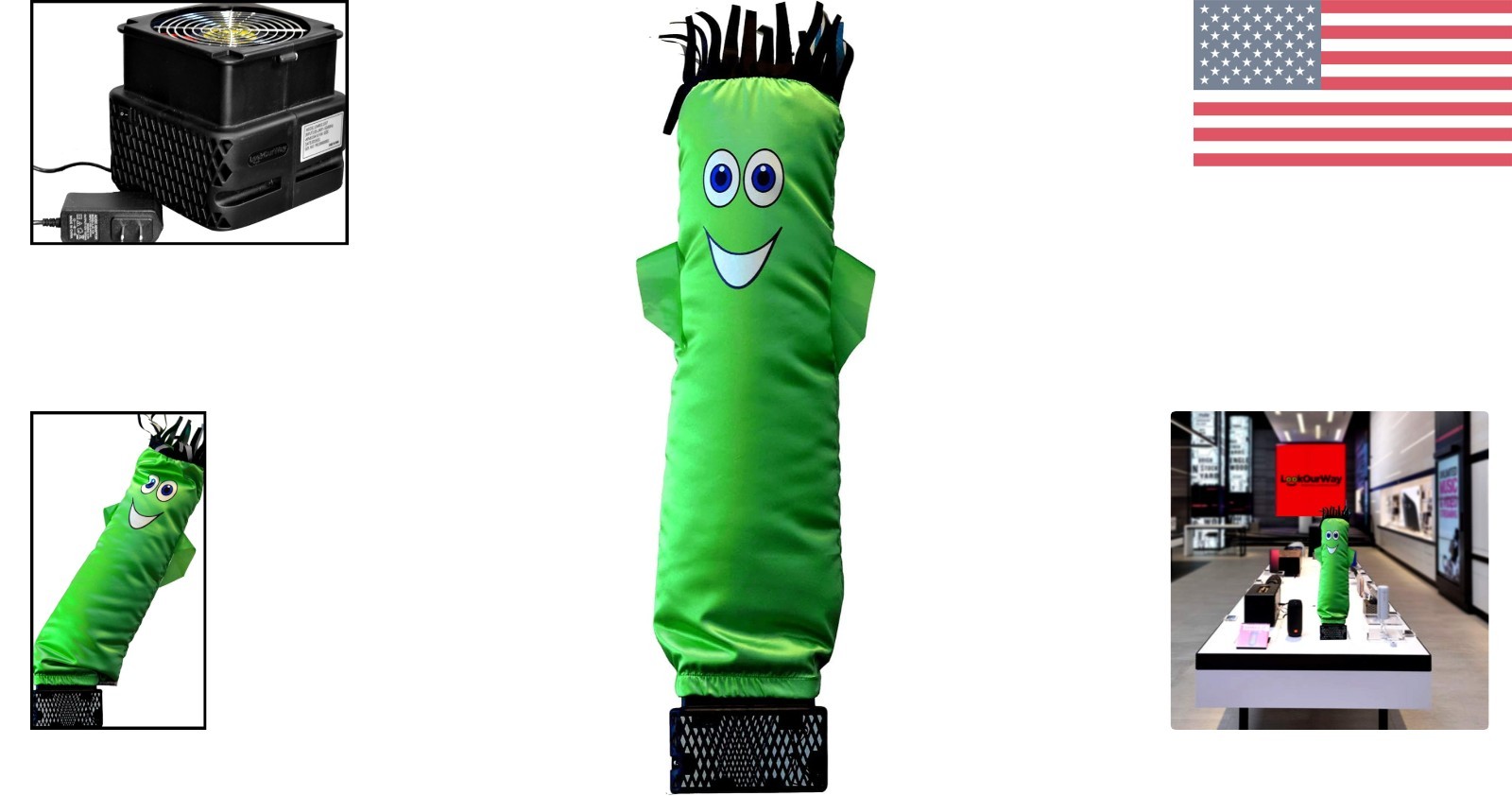 29” Green Inflatable Tube Guy with Blower – Perfect for Halloween Promotions
