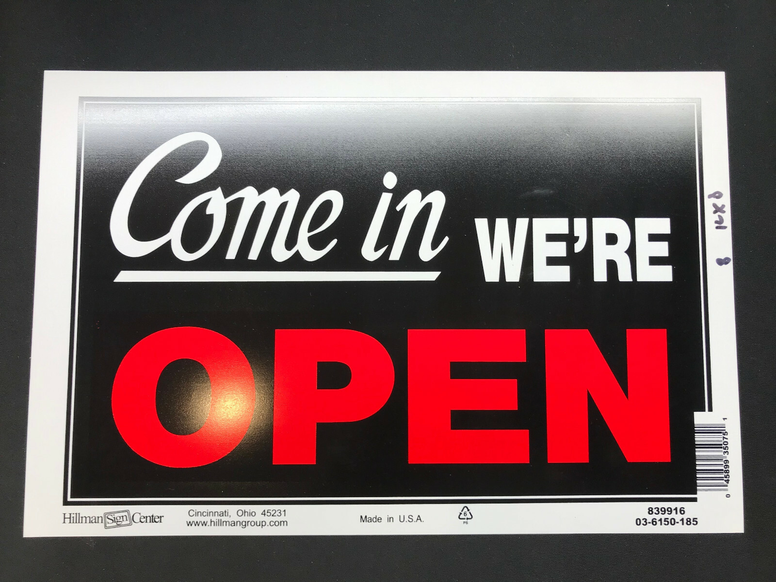 Hillman 8-Inch X 12-Inch Come In We’re Open / Sorry We’re Closed Sign new