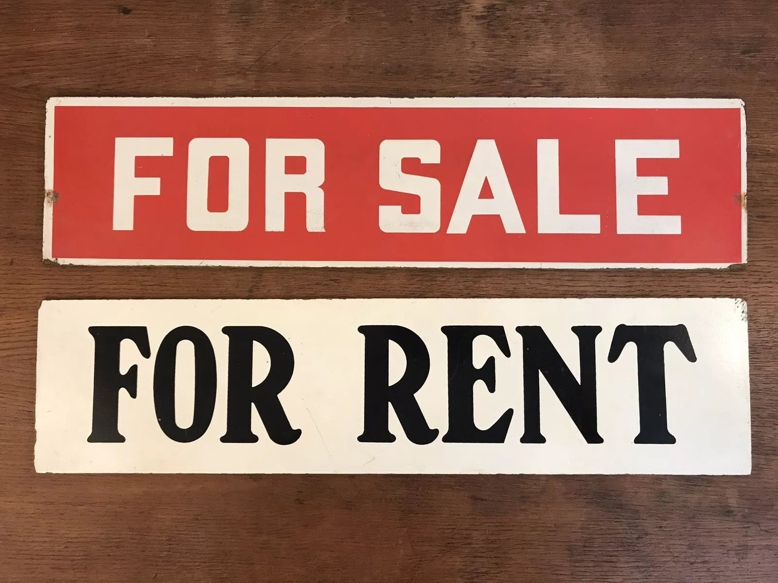 Lot of 2 For Rent & For Sale Double Sided Signs on Masonite Board 6″ X 24″ (A3)