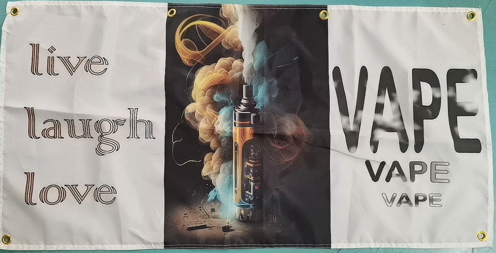 2ftx4ft polyester live laugh love smoke vape shop banner w grommets