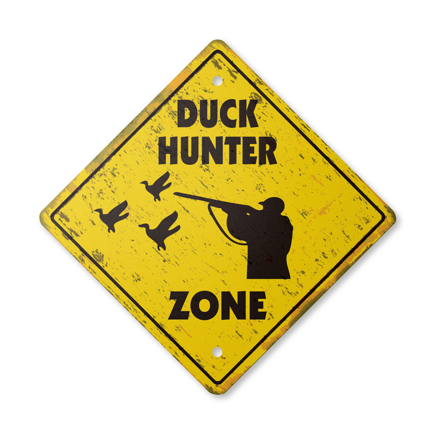 Duck Hunter Vintage Crossing Sign Xing Plastic Rustic Tall hunt gun shoot dog ri