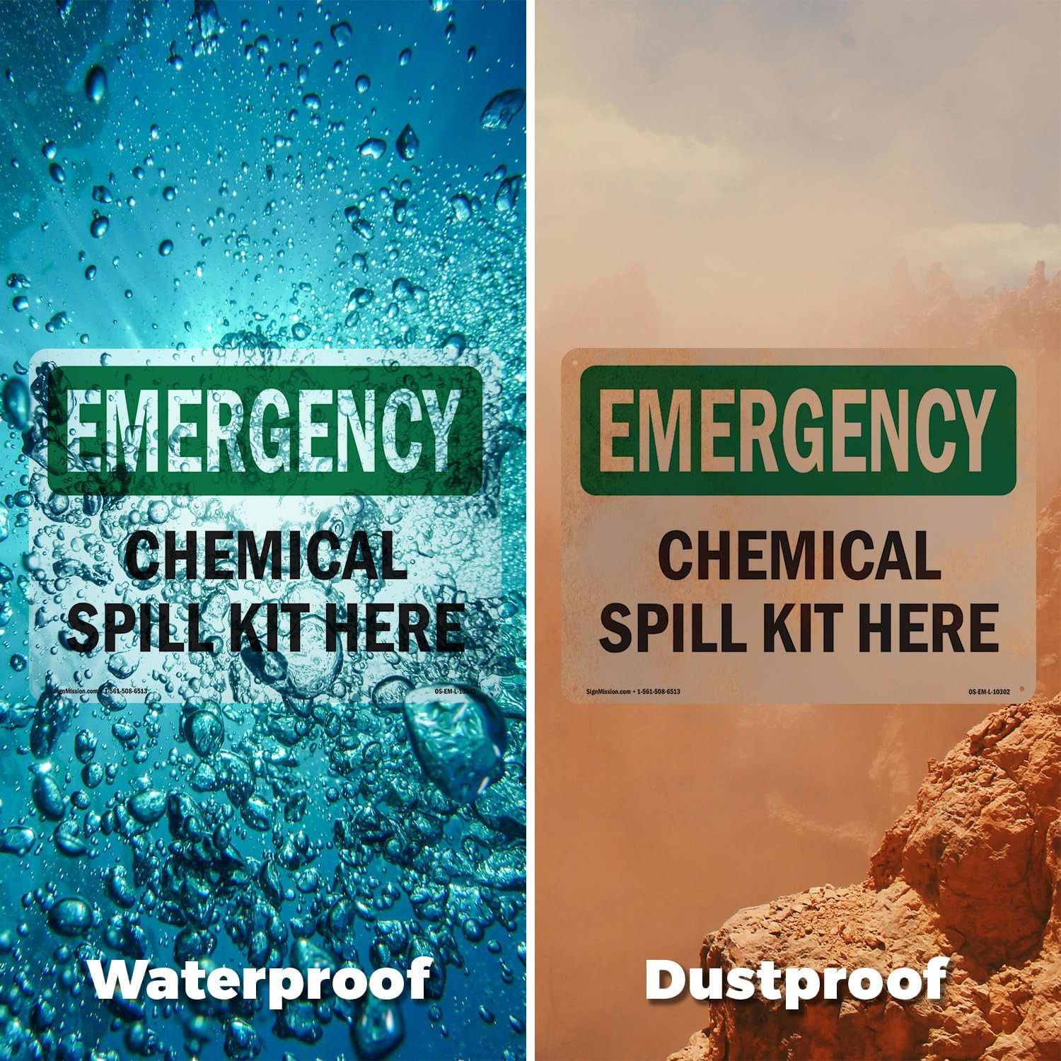 Chemical Spill Kit Here OSHA Emergency Aluminum Sign 24 Inch X 18 Inch – 5 Pack