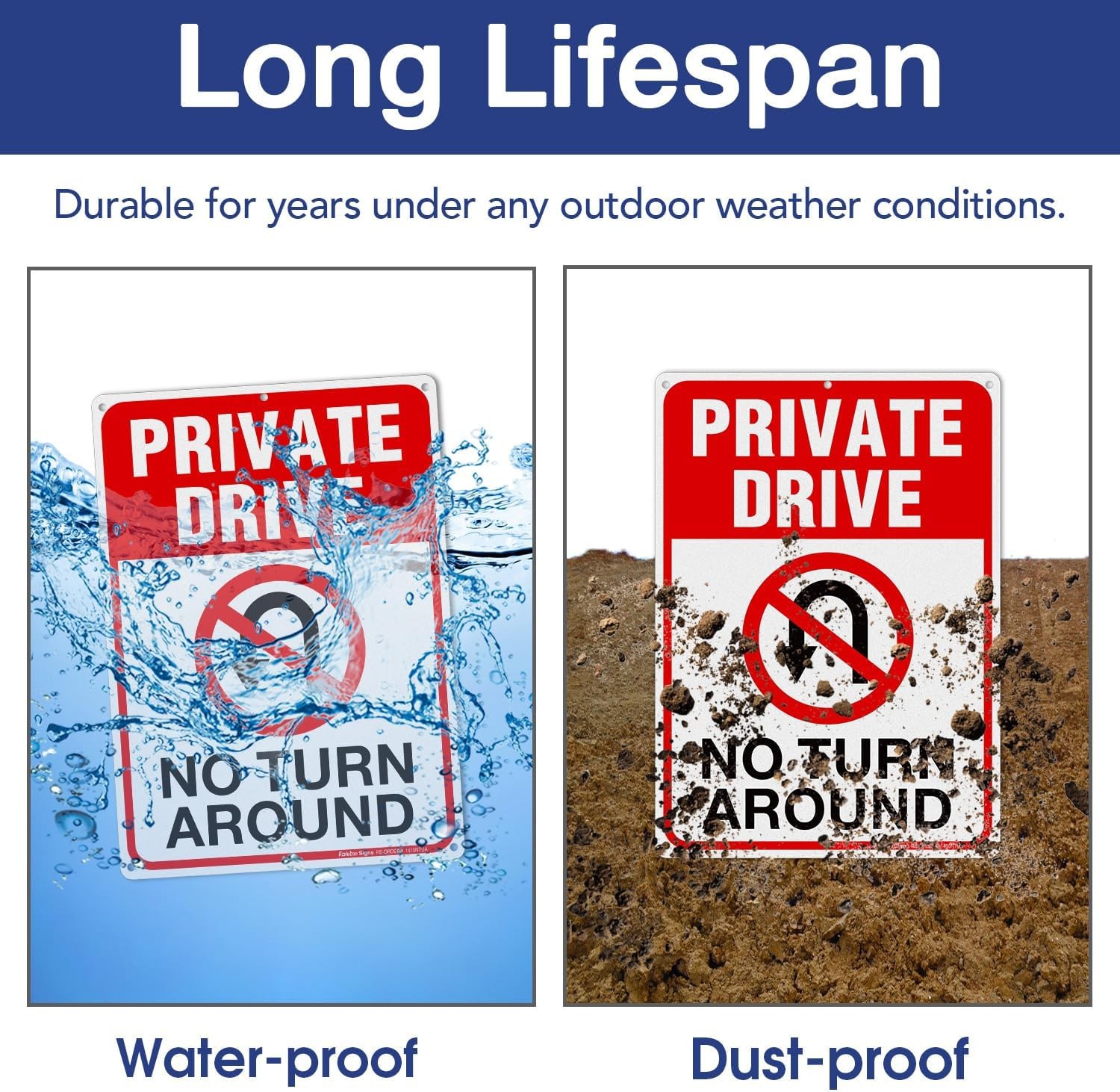 Private Drive Sign, No Turn Around Sign, Driveway Signs No Turnaround,14×10 I…