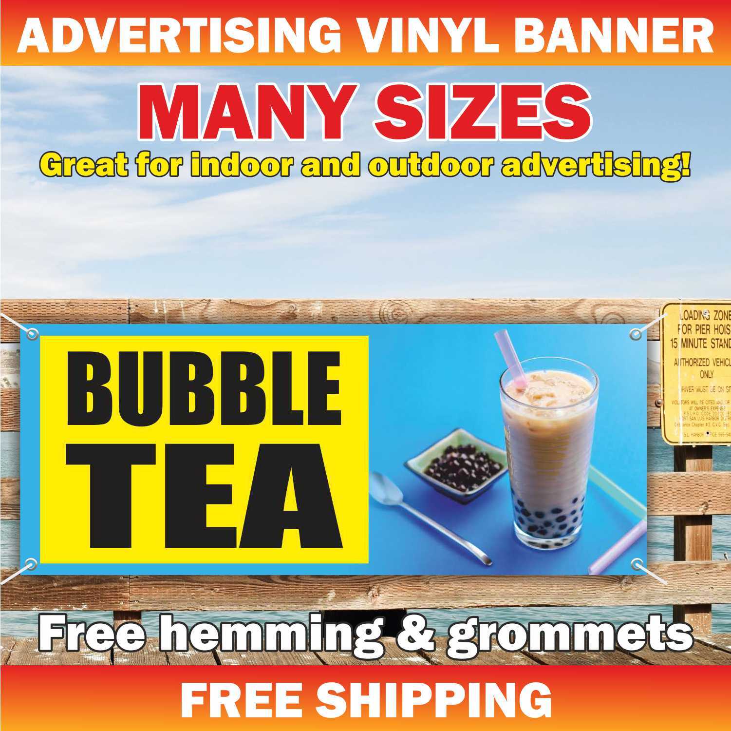 BUBBLE TEA Advertising Banner Vinyl Mesh Sign lemonade drink food fair smoothie