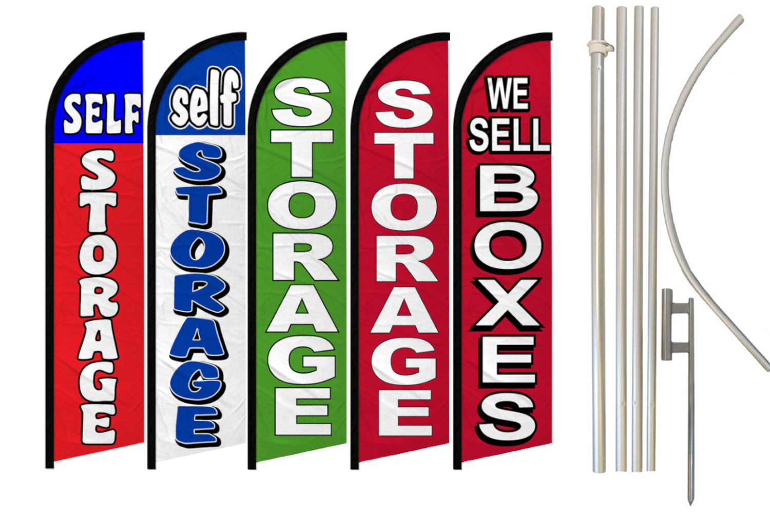 Self Storage Windless Advertising Swooper Flag Kit We Sell Boxes Storage