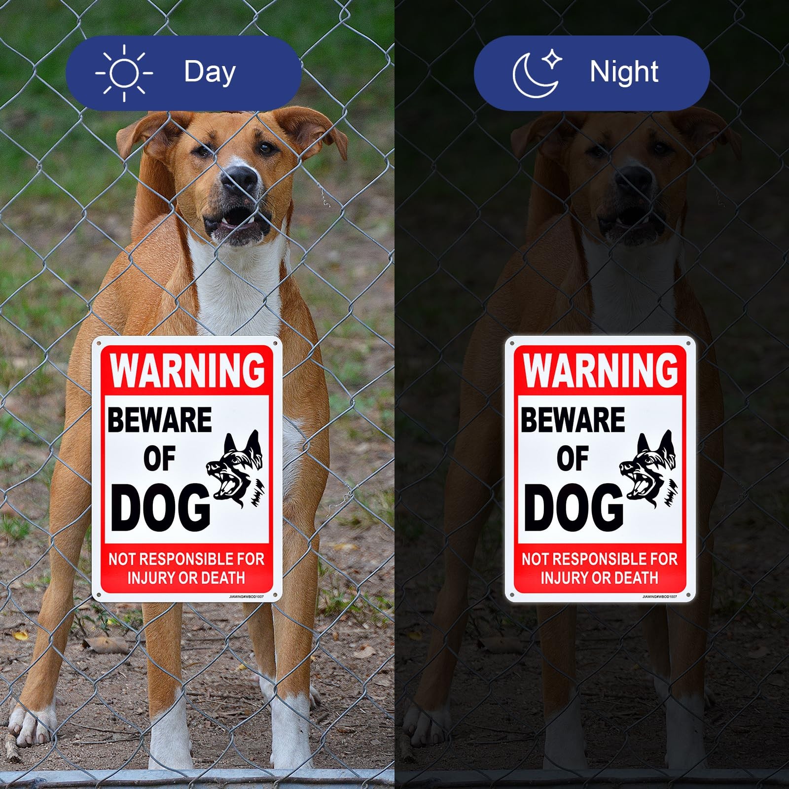 2 Pack Beware of Dog Liability Warning Signs 10×7 Inch Reflective Aluminum