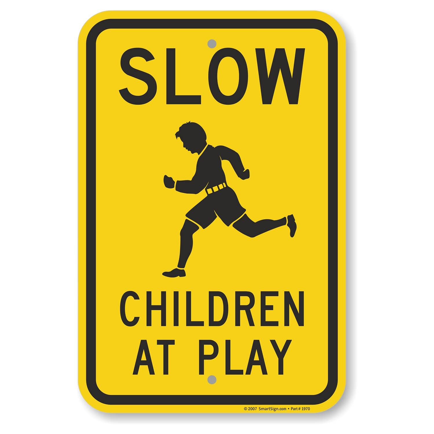SmartSign 18 x 12 inch “Slow – Children At Play” Metal Sign, Screen Printed, 63